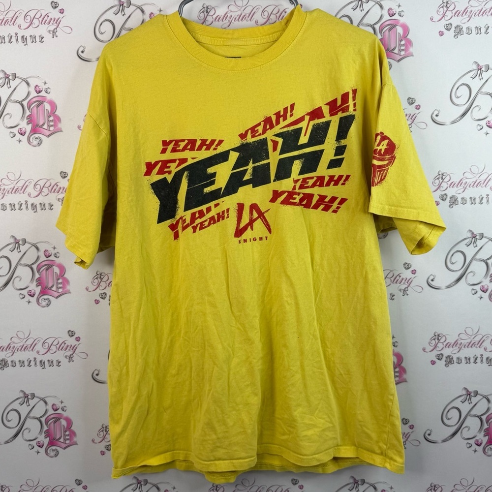 WWE T-shirt wrestle fighting yeah graphic red black Yellow Authentic T-Shirt